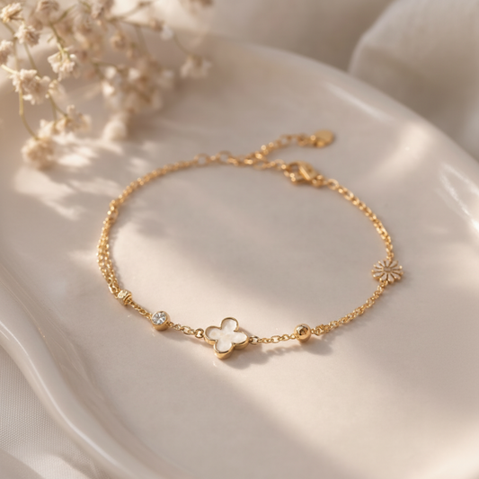 Gold Stainless Steel Charm Bracelet
