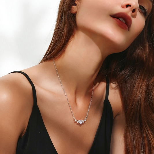 Flower Charm Necklace - Zirconia Blossom Necklace