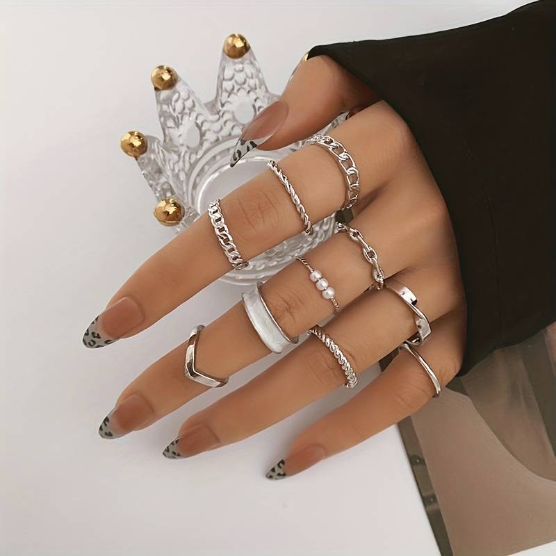 10 pieces fashionable rings - Trendy Mix & Match Rings