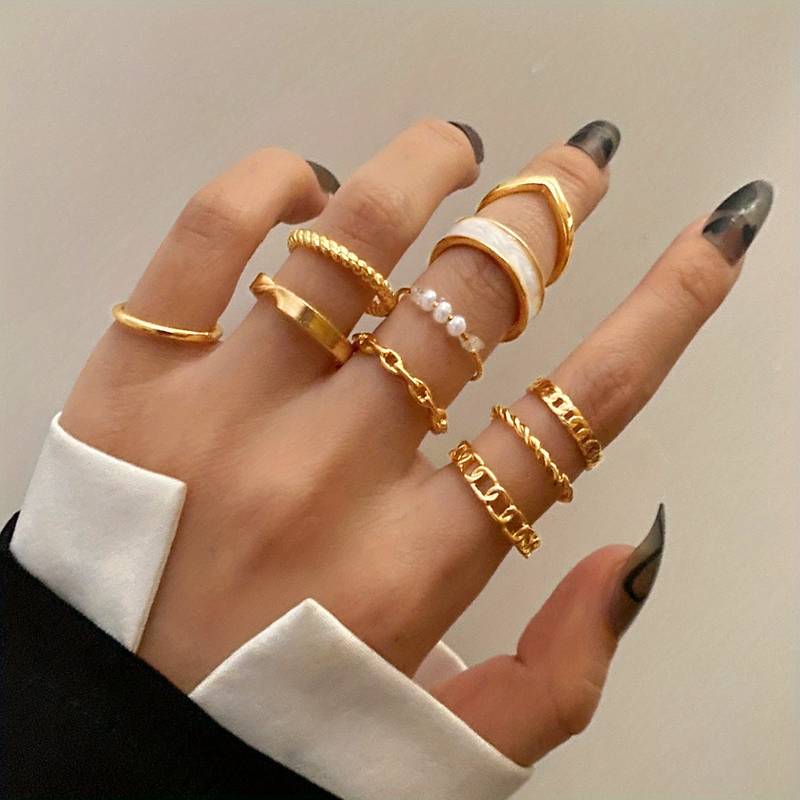 10 pieces fashionable rings - Trendy Mix & Match Rings