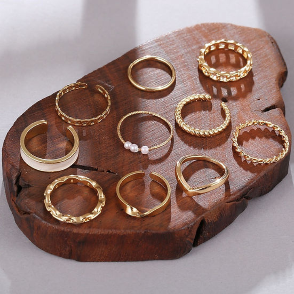 10 pieces fashionable rings - Trendy Mix & Match Rings