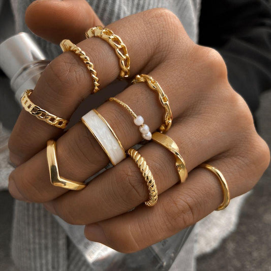 10 pieces fashionable rings - Trendy Mix & Match Rings