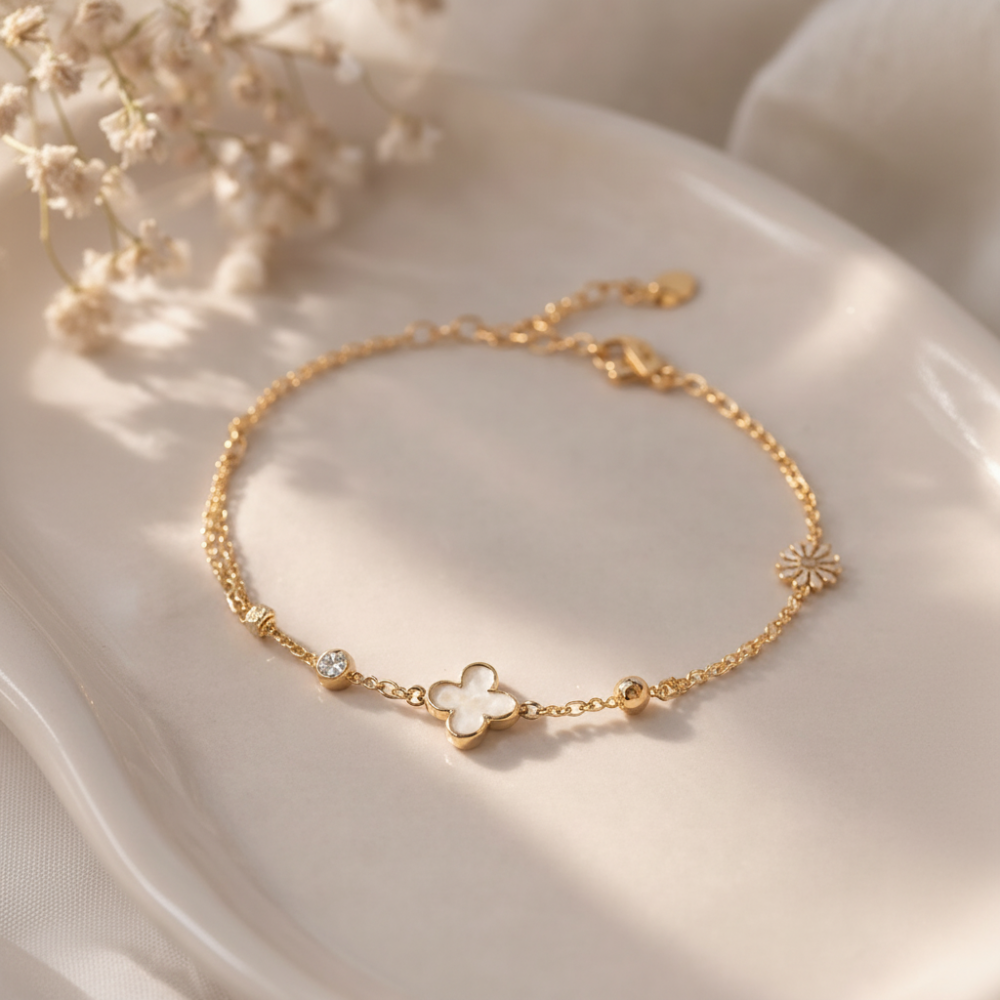 Gold Stainless Steel Charm Bracelet