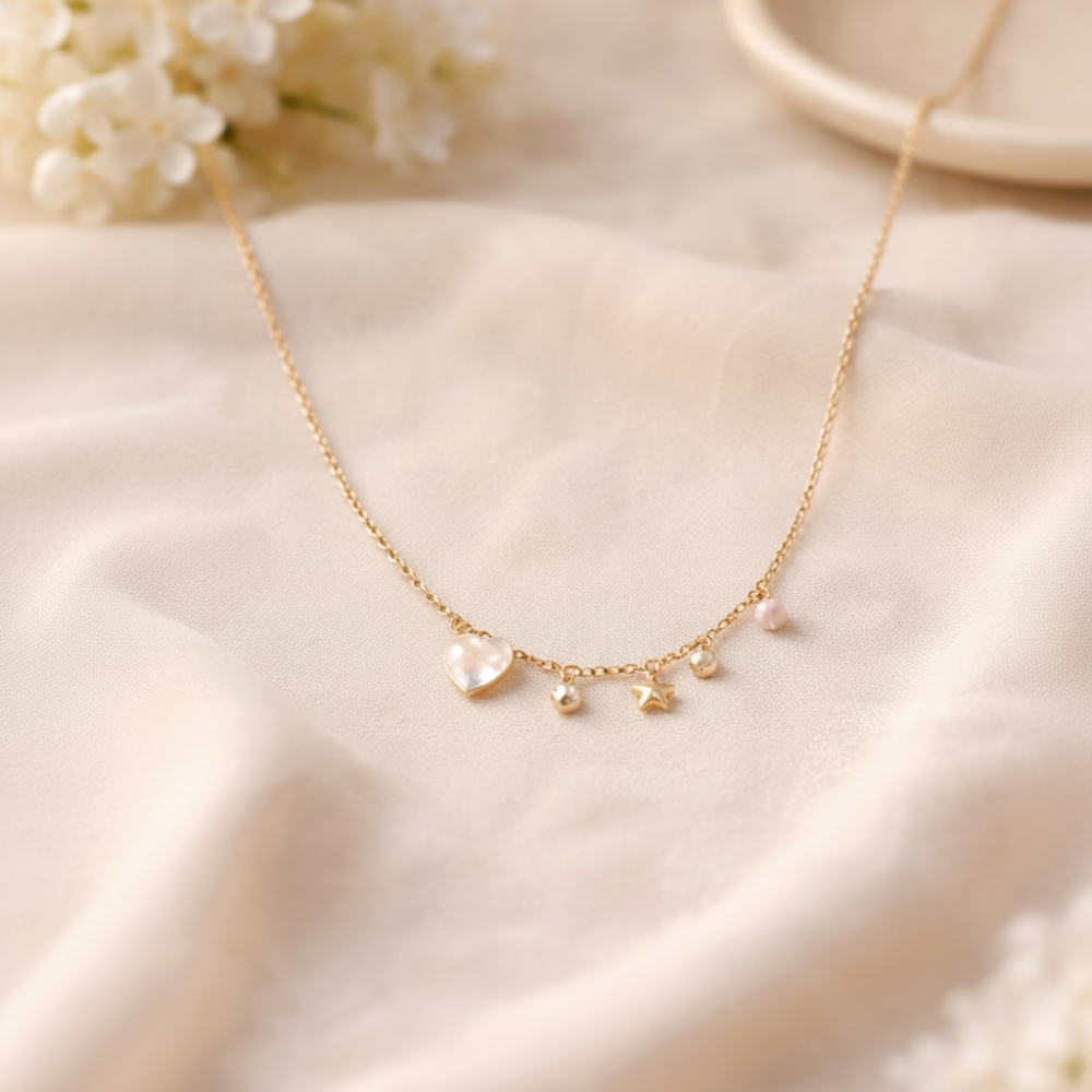 Gold Stainless Steel Charm Necklace