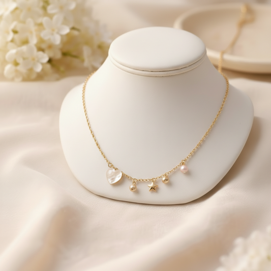 Gold Stainless Steel Charm Necklace